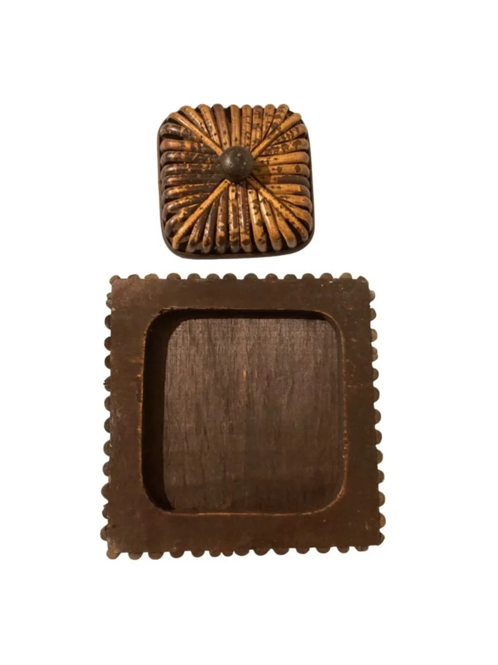 Vintage Brown Bamboo Rattan Storage Box Bohemian Decor